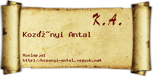 Kozányi Antal névjegykártya