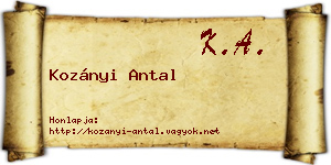 Kozányi Antal névjegykártya